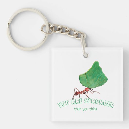 Ant met groot blad - Je bent sterker Sleutelhanger (voorkant)