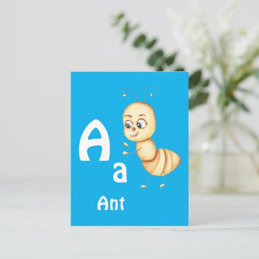 Ant personaliseer ABC: Letter A - Jouw namen toevo Briefkaart (Staand voorkant)