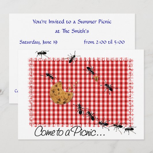 Ant Picnic Invite 2 Kaart (Voorkant / Achterkant)