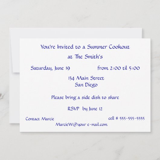 Ant Picnic Invite Kaart (Achterkant)