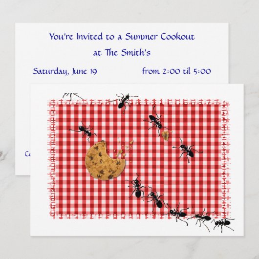 Ant Picnic Invite Kaart (Voorkant / Achterkant)