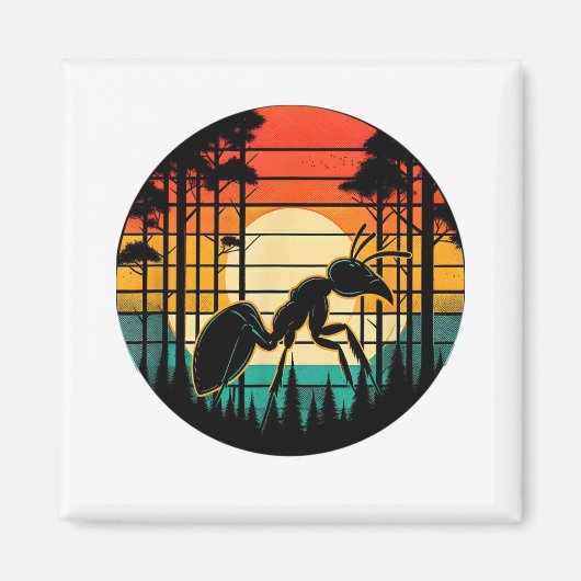Ant Retro Sunset  Kleurrijke Ant Insecten Liefde Magneet (Voorkant)