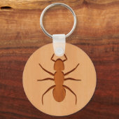 Ant silhouet gegraveerd op houtopzet sleutelhanger (Voorkant)