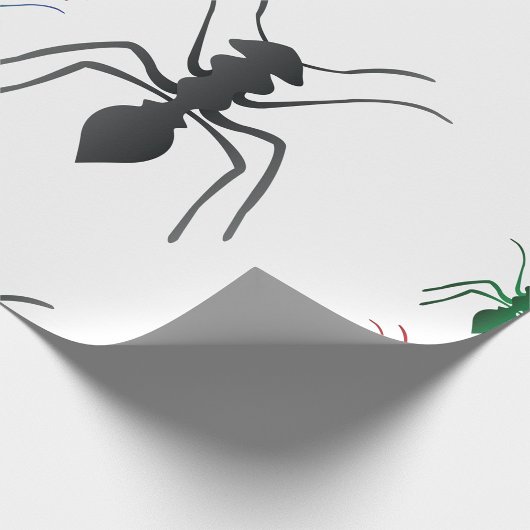 Ant Silhouettes Insecten Zwart Blauw Groen Rood Cadeaupapier