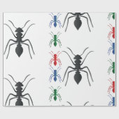 Ant Silhouettes Insecten Zwart Blauw Groen Rood Cadeaupapier (Vlak)