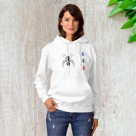Ant Silhouettes Insecten Zwart Blauw Groen Rood Hoodie