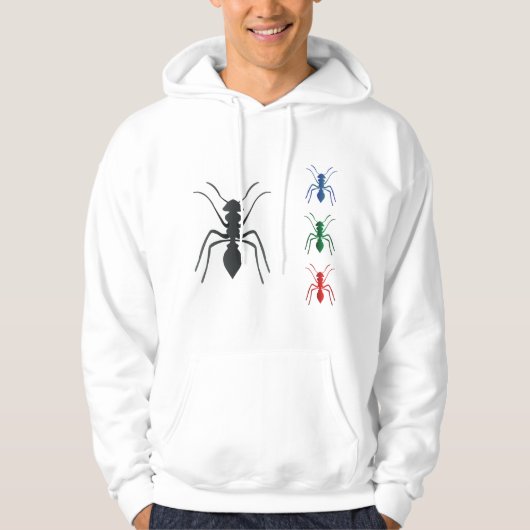 Ant Silhouettes Insecten Zwart Blauw Groen Rood Hoodie (Voorkant)