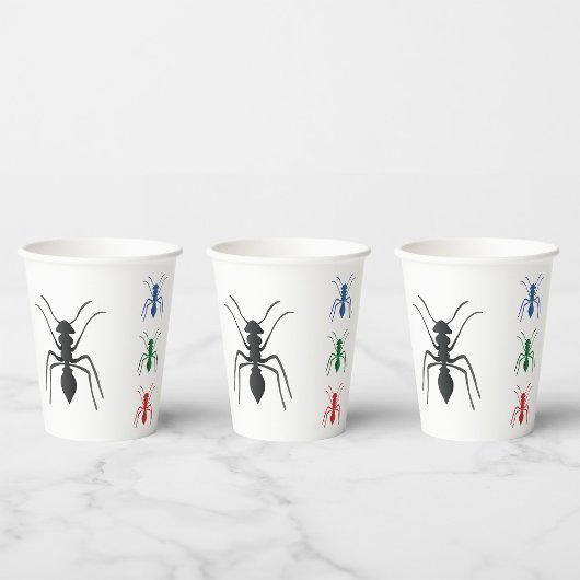 Ant Silhouettes Insecten Zwart Blauw Groen Rood Papieren Bekers