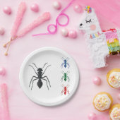 Ant Silhouettes Insecten Zwart Blauw Groen Rood Papieren Bordje (Feest)