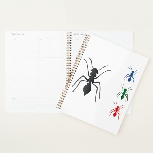 Ant Silhouettes Insecten Zwart Blauw Groen Rood Planner (Display)