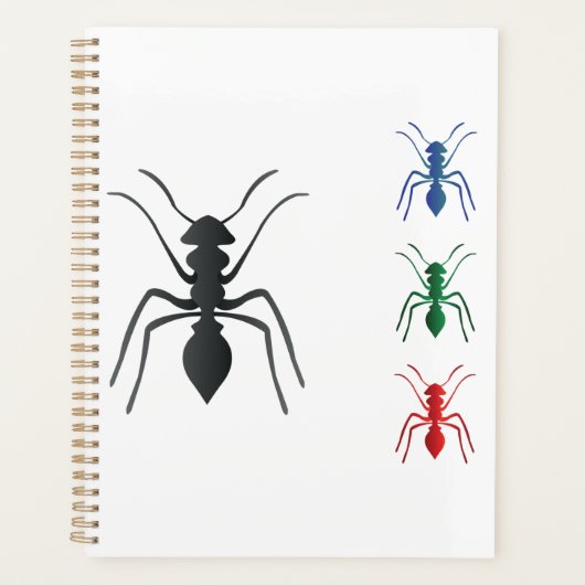 Ant Silhouettes Insecten Zwart Blauw Groen Rood Planner (Voorkant)