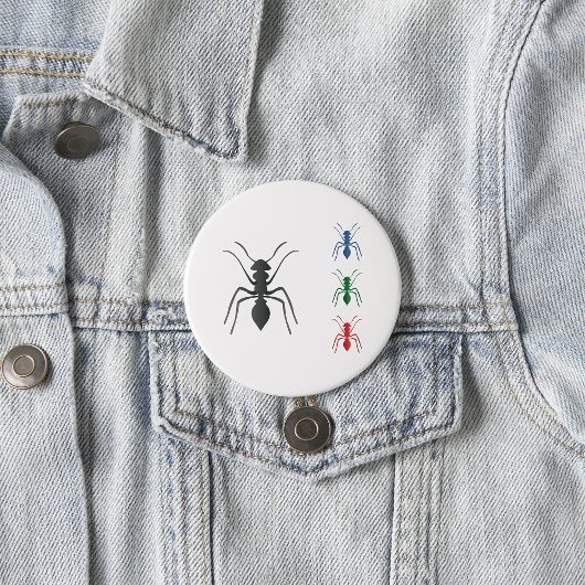 Ant Silhouettes Insecten Zwart Blauw Groen Rood Ronde Button 7,6 Cm