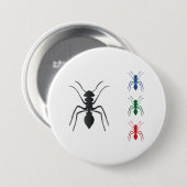 Ant Silhouettes Insecten Zwart Blauw Groen Rood Ronde Button 7,6 Cm (Voorkant /achterkant)