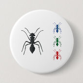 Ant Silhouettes Insecten Zwart Blauw Groen Rood Ronde Button 7,6 Cm (Voorkant)