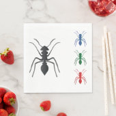 Ant Silhouettes Insecten Zwart Blauw Groen Rood Servet (Insitu)