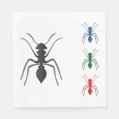 Ant Silhouettes Insecten Zwart Blauw Groen Rood Servet (Voorkant)