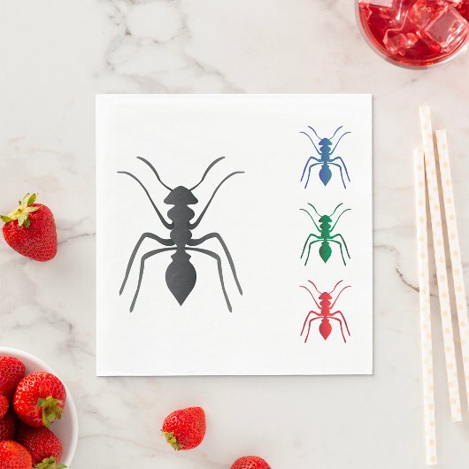 Ant Silhouettes Insecten Zwart Blauw Groen Rood Servet