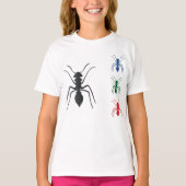 Ant Silhouettes Insecten Zwart Blauw Groen Rood T-shirt (Voorkant)