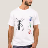 Ant Silhouettes Insecten Zwart Blauw Groen Rood T-shirt (Voorkant)