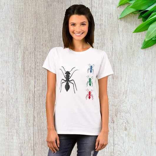 Ant Silhouettes Insecten Zwart Blauw Groen Rood T-shirt