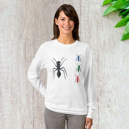 Ant Silhouettes Insecten Zwart Blauw Groen Rood T-shirt