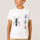 Ant Silhouettes Insecten Zwart Blauw Groen Rood T-shirt (Voorkant)