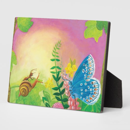 Ant, slak en Chapmans blauwe vlinder Fotoplaat (Zijkant)