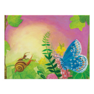 Ant, slak en Chapmans blauwe vlinder Perfect Poster