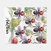 Ant Waterverf Gold Print Fleece Deken (Voorkant (Horizontaal))