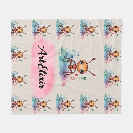 Ant Waterverf Pattern Fleece Deken (Voorkant (Horizontaal))