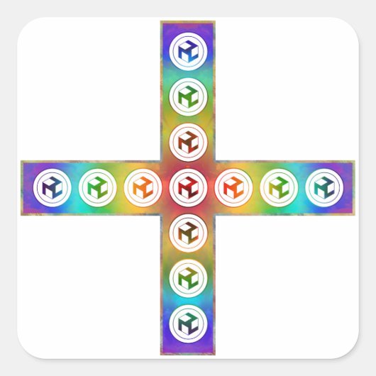 Antahkarana Cross - Male Antahkarana Vierkante Sticker (Voorkant)