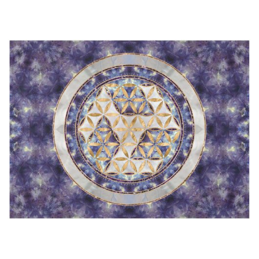 Antahkarana in Flower of Life - Amethyst and Pearl Tafelkleed (Voorkant (Horizontaal))