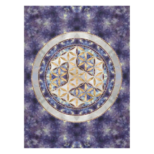 Antahkarana in Flower of Life - Amethyst and Pearl Tafelkleed (Voorkant)