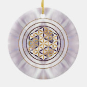 Antahkarana in Flower of Life - Pearl and Amethyst Keramisch Ornament (Achterkant)