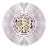 Antahkarana in Flower of Life - Pearl and Amethyst Keramische Knop (Voorkant)