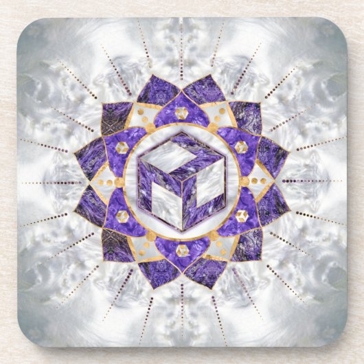 Antahkarana in Lotus Mandala-Amethyst en Pearl Bier Onderzetter (Voorkant)
