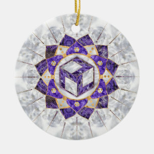 Antahkarana in Lotus Mandala-Amethyst en Pearl Keramisch Ornament