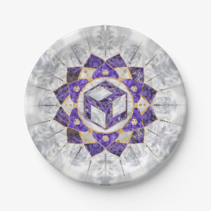 Antahkarana in Lotus Mandala-Amethyst en Pearl Papieren Bordje