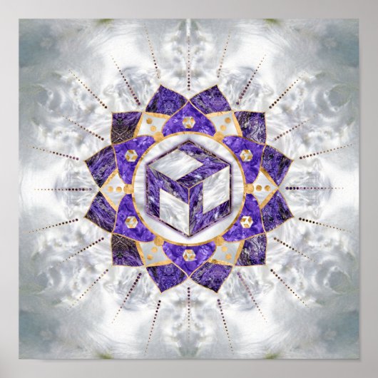 Antahkarana in Lotus Mandala-Amethyst en Pearl Poster (Voorkant)