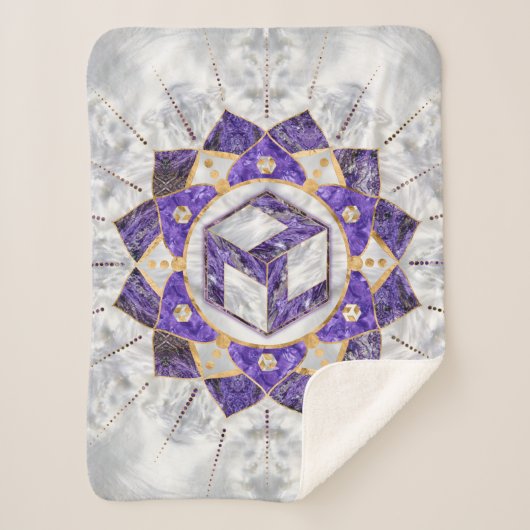 Antahkarana in Lotus Mandala-Amethyst en Pearl Sherpa Deken (Voorkant)