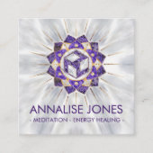 Antahkarana in Lotus Mandala-Amethyst en Pearl Vierkante Visitekaartje (Voorkant)