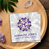 Antahkarana in Lotus Mandala-Amethyst en Pearl Vierkante Visitekaartje