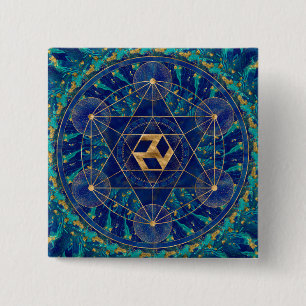 Antahkarana in Sacred Geometry Ornament Vierkante Button 5,1 Cm