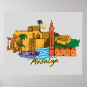 Antalya, beroemde stad Turkije Poster (Voorkant)