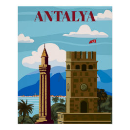 Antalya retro landmark poster