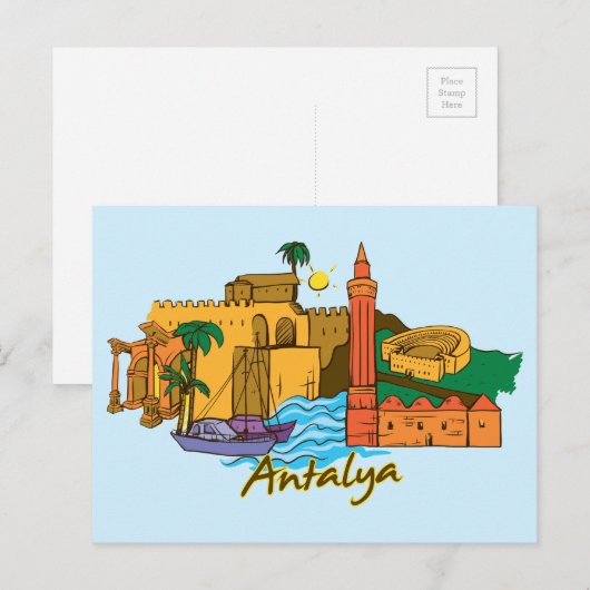 Antalya Turkey Famous City Briefkaart (Voorkant / Achterkant)