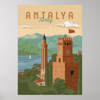 Antalya Turkey Travel Poster