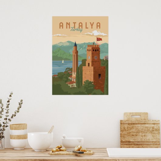 Antalya Turkey Travel Poster (Keuken)