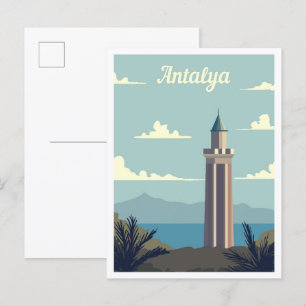Antalya Turkije Art Travel Illustratie Briefkaart
