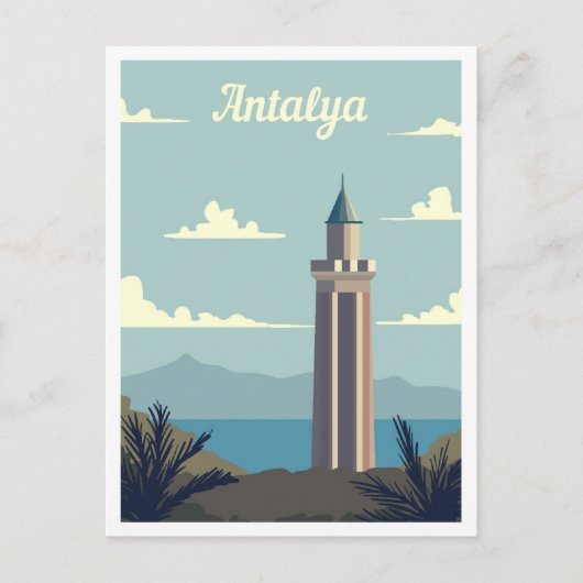 Antalya Turkije Art Travel Illustratie Briefkaart (Voorkant)